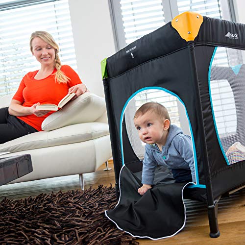 Hauck Reisebett Sleep N Play Go Plus 120 x 60 cm, für Babys und Kinder ab Geburt bis 15 kg, mit Rollen, Leicht, Kompakt Faltbar, Inklusive Transporttasche und Faltboden, Schlupf, Schwarz – Bild 3