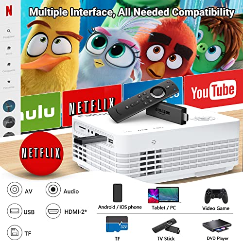Image of Native 1080P Projector, Projector With WiFi and Bluetooth Projector, 5G 9500lumen Mini Movie Outdoor Projector Compatible with iOS /Android, TV Stick, HDMI, USB