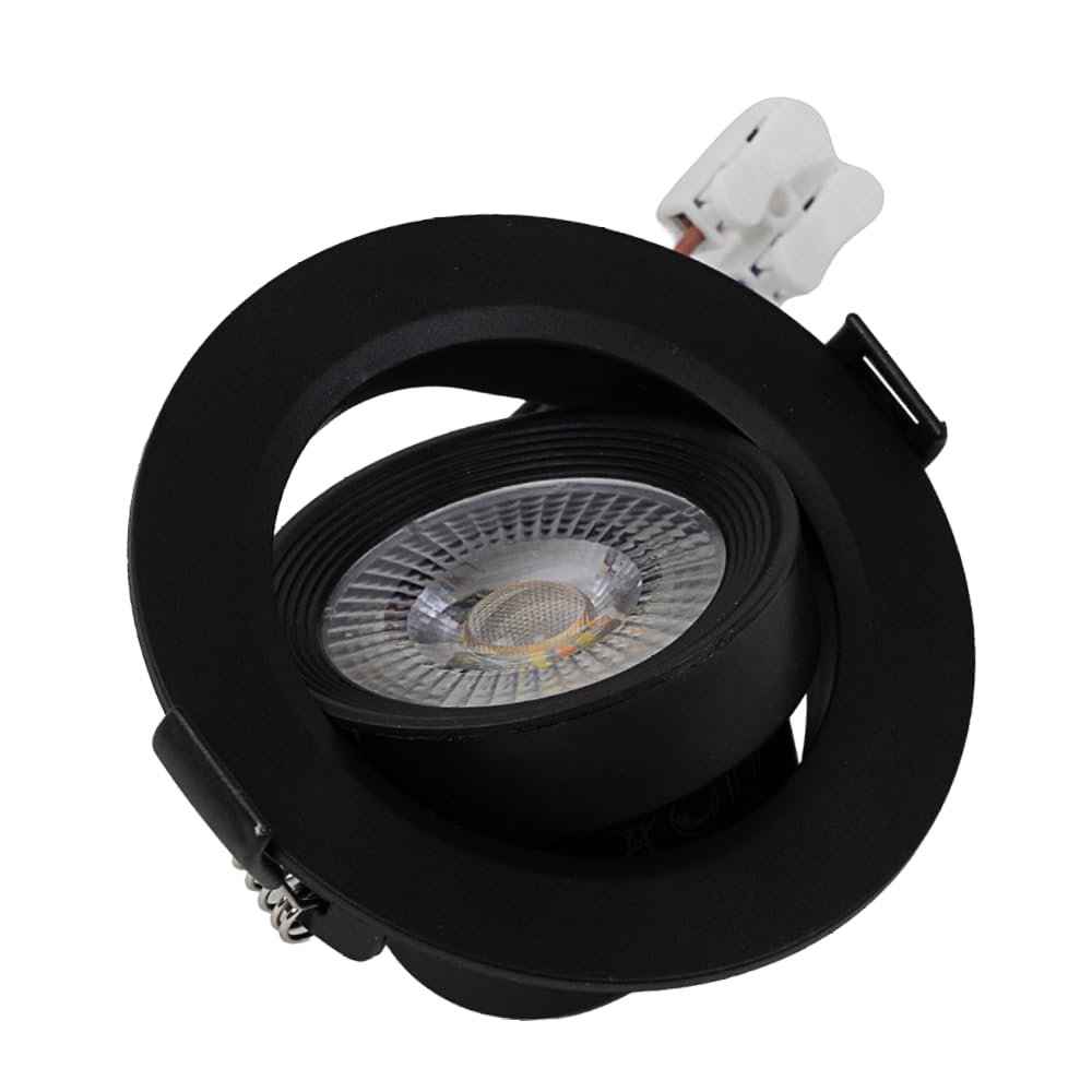 LUXULA LED Einbaustrahler dimmbar schwenkbar 12 Stück - Einbaumaß 75mm - Deckenspot Einbauleuchte schwarz - 7W 600lm - CCT 3000K 4000K 6500K einstellbar - 38° Spotlight - 230V - LED Spots dimmbar