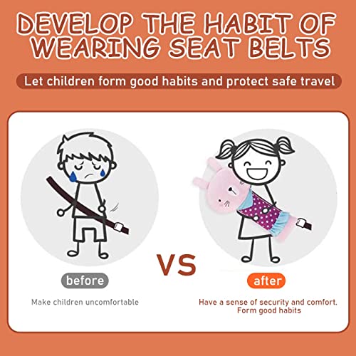 Image of Seat Belt Cover Pillow for Kids, Car Seatbelt Cushion Shoulder Neck Support Protector Pad, Soft Stuffed Plush Travel Vehicle Safety Belts Strap Pillow for Boys and Girls Headrest (Unicorn)