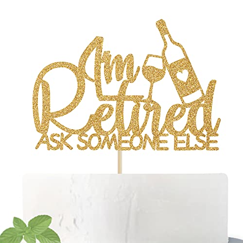 Cos mos I'm Retired Cake Topper - The Legend Has Retired Cake Decoration - Happy Retirement Party Decorations Supplies(Gold)