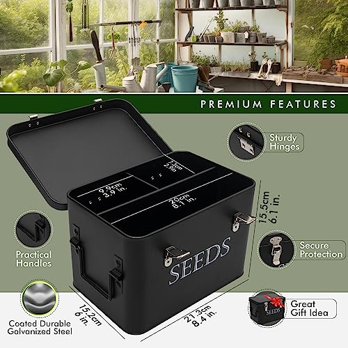 FazCo Caixa de armazenamento de sementes de jardim com divisórias de pacote de sementes estojo organ