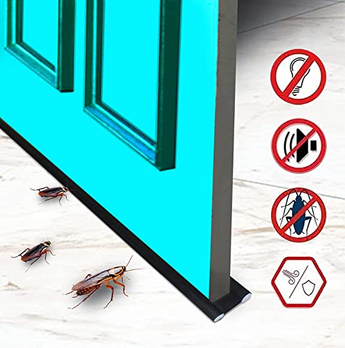 Image of GLUN 39Inch Door Bottom Gap Filler Strip, Stop Outside Dust, Hot Air, Insects, Water, Use in Wooden, Steel, Fiber, Plastic Doors 20mm Thickness Black Pack of 3