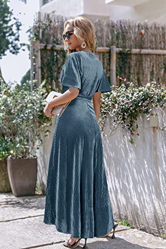Image of BerryGo Women's Velvet V Neck Wrap Semi Formal Dress Cocktail Party Maxi Dress for Wedding Guest