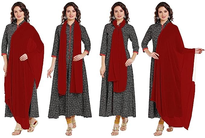 DUPATTA FASHION Chiffon Dupatta/Scarf Lightweight Soft Sheer Long Head Wrap Solid AllSeason Head Scarf Breathable(15081149)3