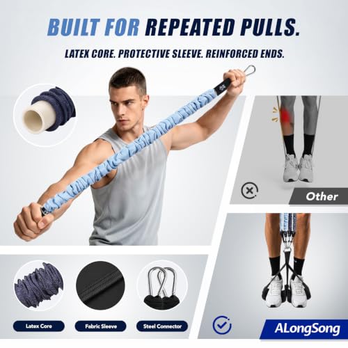 Image of ALongSong Pull Up Assistance Bands with Foot Support Pedal - Upgraded Heavy Duty Resistance Bands Adjustable Weight /Height with Bands&Measured Strap for Strength Training Home Gym