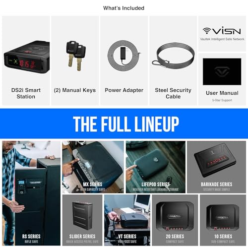 Image of VAULTEK Smart Station Biometric Smart Safe with Built-in Wireless Phone Charger + Auto Open Drawer + WiFi Safe Management (WiFi + Biometric) (Black)