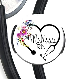Stethoscope Tag - Floral Heart Steth - Personalized Name - Steth ID Tag