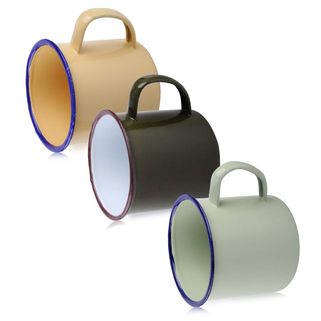 8cm Vintage Style Handmade Enamel Cup Mug for Drinking Coffee Bear Tea Camping Hiking Army Green