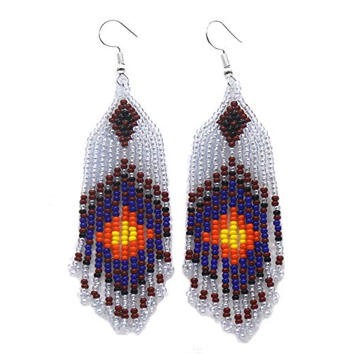 Handmade Fashion Jewelry Native Style Seed Beads Beaded Sun Fringe Earrings - E-16-Sb-29 #TOP11