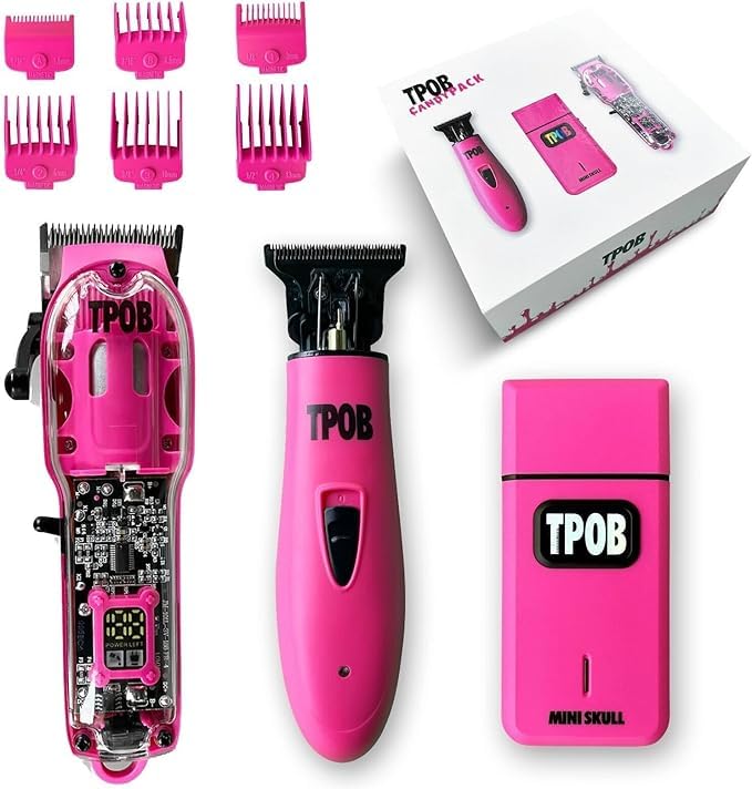 TPOB Candy Pack Professional Clipper/Trimmer/Shaver -Whisper Quiet Barber Clipper, Metal Moulded Taper Blades For The Closest Haircut And Beard Trims (Candy Pack) - Men, Pink-image-7