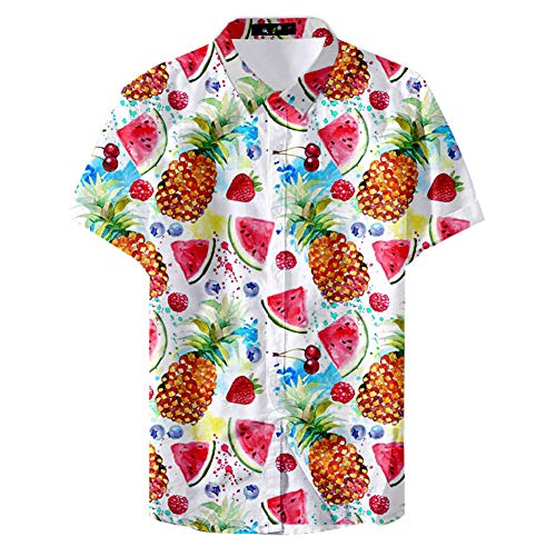 Morbuy 3D Camisa Hawaiana, Hombre Manga Corta Casual Unisex 3D Camisas Playa Tops Estampada Funny Hawaii Shirt (XL,Sandía)