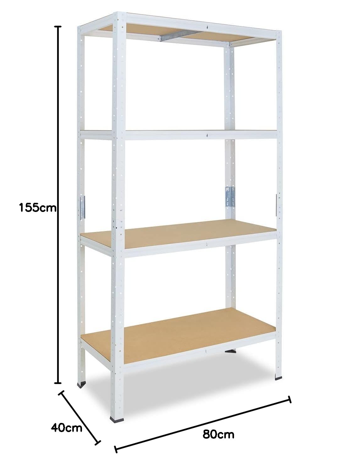 shelfplaza Home 155x80x40cm Schwerlastregal weiß mit 4 Böden x 175kg