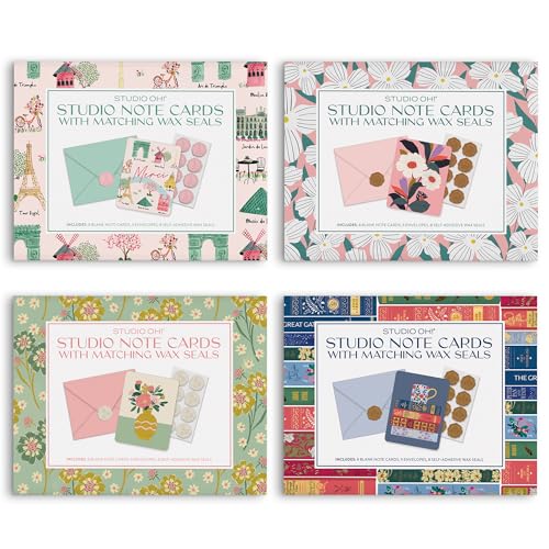 Image of Studio Oh! Blank Note Cards with Envelopes and Wax Seals, Boxed Stationery Set, All Occasion Cards for Thank You Notes, Letters, Gifts and Keepsakes, Dreaming of Flowers