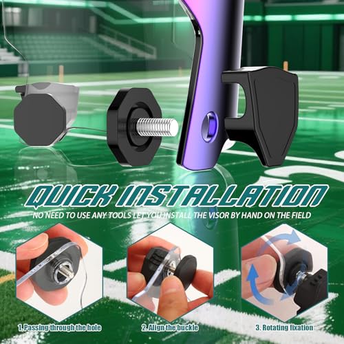 Image of KUBQLIG Football Helmet Visors, Clear and Tinted, 1 or 2 Pack | Clear and tinted options for many youth and adult facemasks with installation hardware