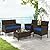 HAPPYGRILL 4 Pieces Outdoor Rattan Conversation Set, Patio Wicker Furniture Set with Loveseat Chairs & Tempered Glass Coffee Table, Outside Sectional Sofa Set for Backyard, Garden Poolside