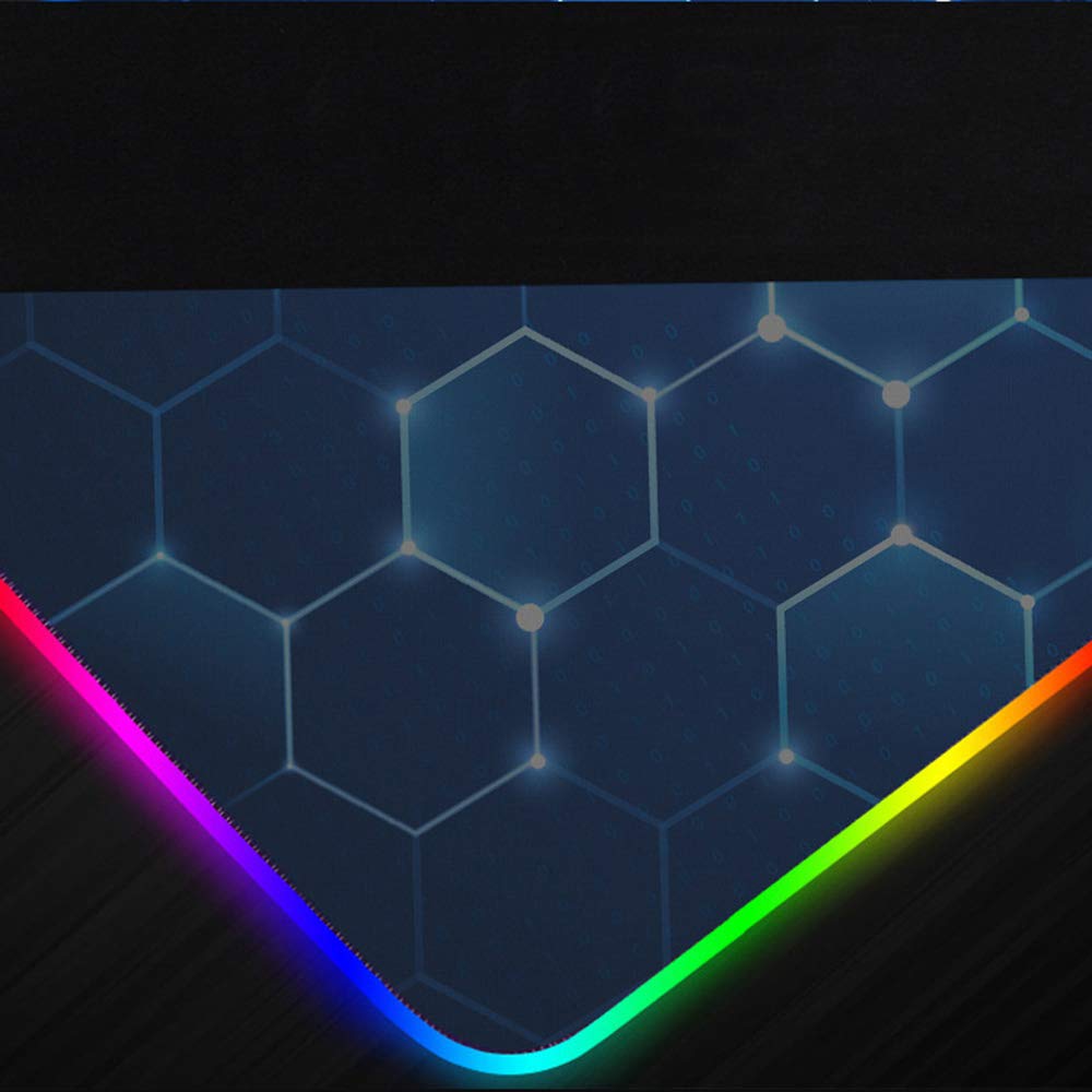 Alfombrilla De Ratón Led Grande for Juegos,Alfombrilla De Escritorio Colorida De Red con Modos De Iluminación RGB,Almohadilla De Juego Creativa,Alfombrilla De Mesa De Computadora Impermeable De Goma A