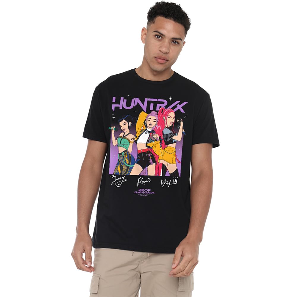 Kpop Demon Hunters Singing Signatures Unisex T Shirt, Black, Medium
