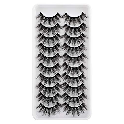 FANXITON 10 Pairs False Eyelashes Natural Fluffy Eyelashes 3D Volume Fake Lashes Multipack