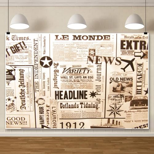 ChloropLastid 10x8ft Vintage Newspaper Backdrop Retro Old Newspaper Style English Letters Historic Culture Photography Background Theme Party Birthday Baby Shower Decor Portraits Photo Shoot Props