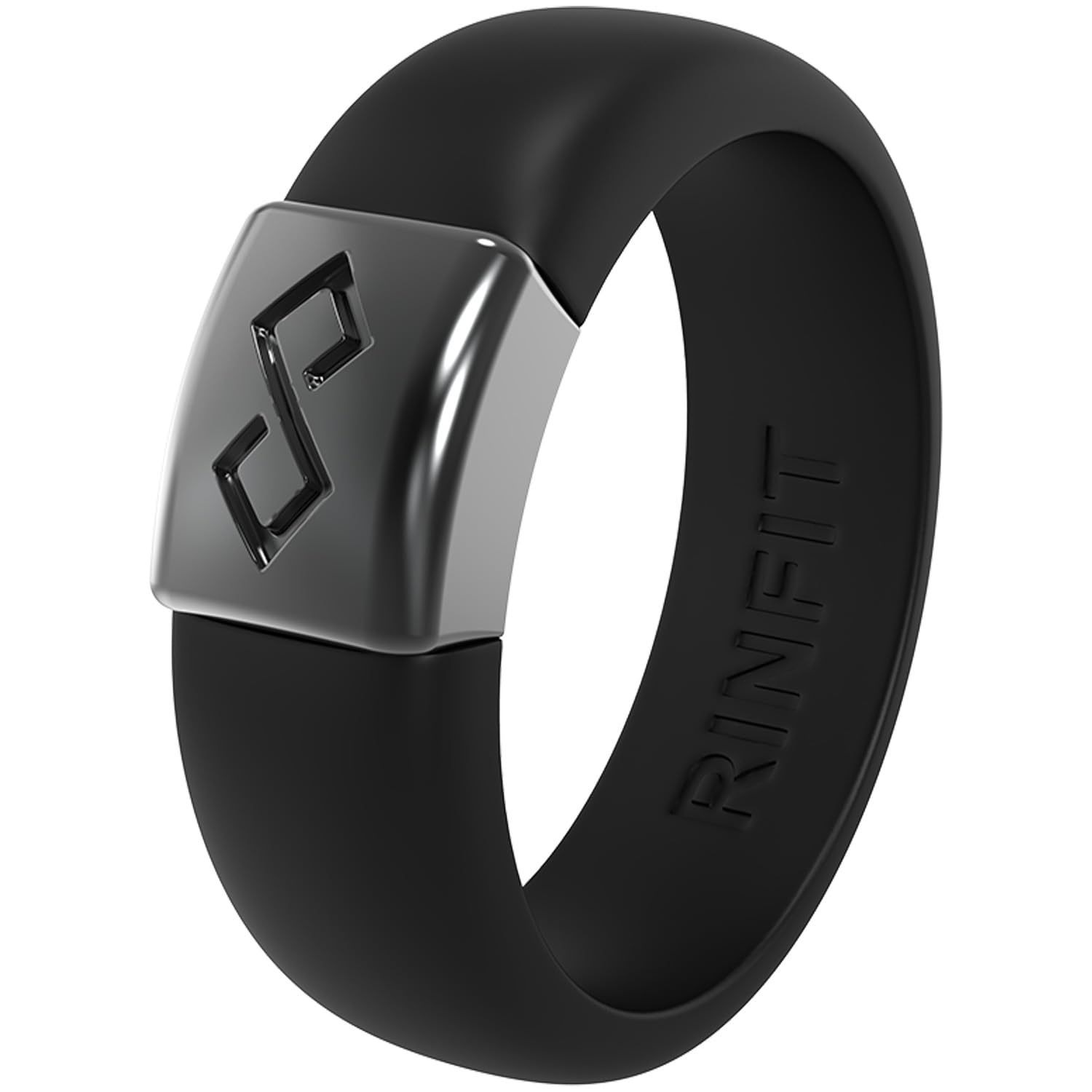 Rinfit Silicone Rings for Women 6mm Wide & Men 7mm Wide, 2mm Thick - Silicone Wedding Bands- Infinity Ring with Metal Plate - Patented Design