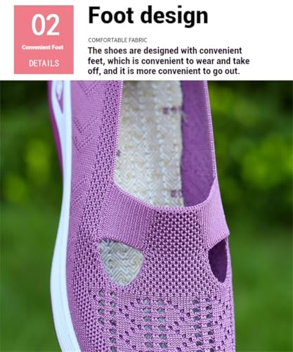 Women's Comfortable Breathable Knitted Sneakers, Cut-Out Woven Orthopedic,Hands Free,Low-Top, Casual,Work Shoes4