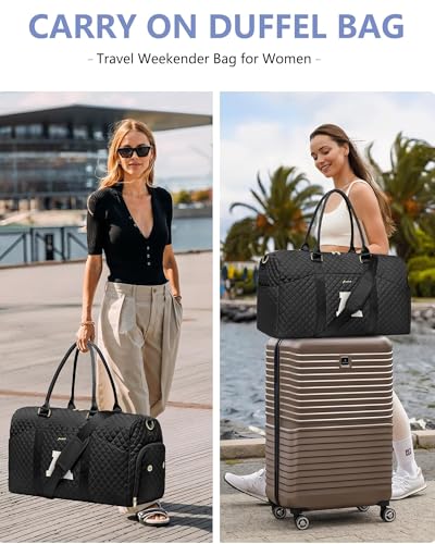 Image of Women Weekender Travel Duffle Bag: Initial Duffel Overnight Bags with Shoe Compartment Large Carry on Tote with Toiletry Bag Weekend Traveling Yoga Gym Hospital Bag for Women with Wet Pocket Letter A