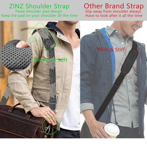 Image of ZINZ 79 inch Shoulder Strap, Extra-thick Fixed Cushion Pad and Dual Clasps Universal Replacement Strap with Metal Swivel Hooks for Laptop Bags, Luggage Bags, Camera, Crossbody(Camouflage Gray)