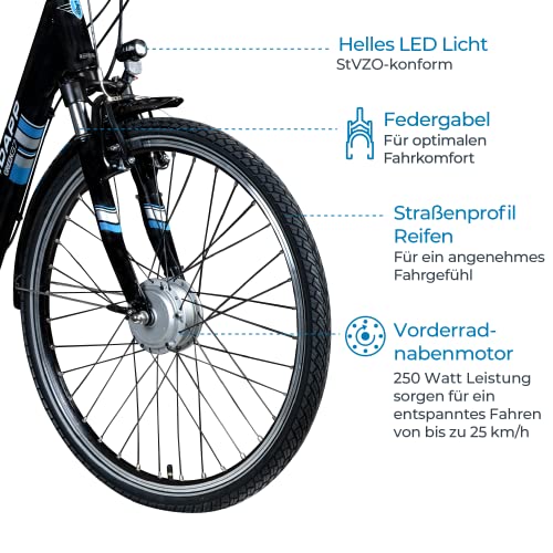 ZÜNDAPP E Bike City Elektrische fiets voor dames, 26 inch, voor 140-165 cm, 7 versnellingen e-bike voorwiel motor, e… - Afbeelding 4
