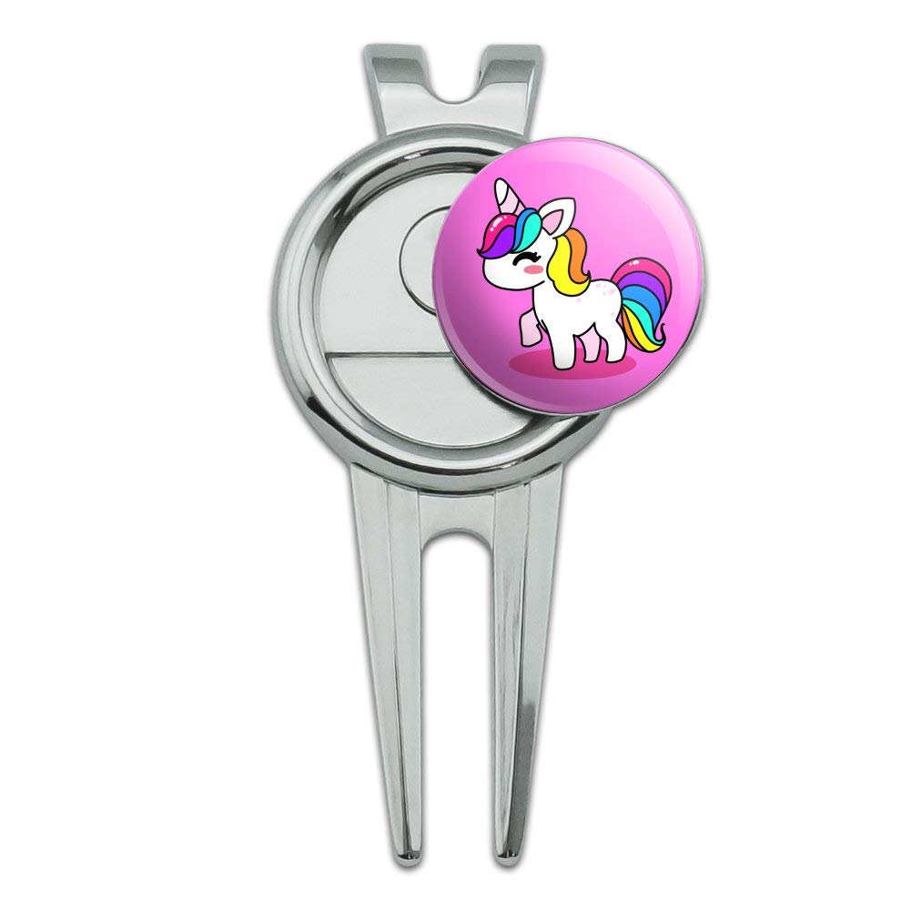 GRAPHICS & MORE Cute Kawaii Rainbow Unicorn Chibi Golf Divot Repair Tool and Ball Marker
