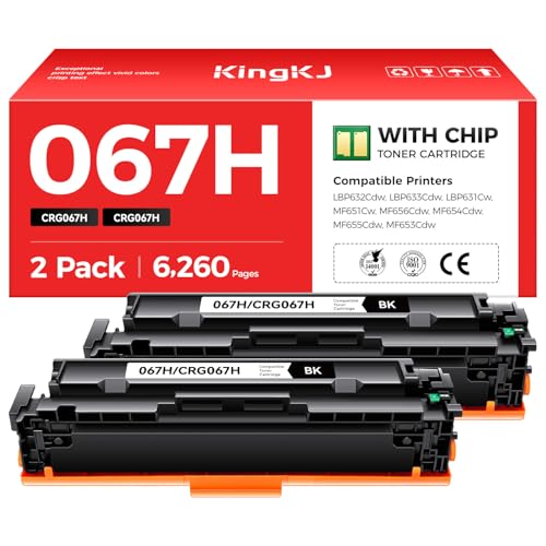 Image of 67H 067 Black Toner Cartridge Set 2-Pack with chip High Yield MF656Cdw MF654Cdw Replacement Compatible for Canon 067 067H Works for Color imageCLASS LBP632Cdw LBP633Cdw MF652Cdw MF653Cdw Printer Ink
