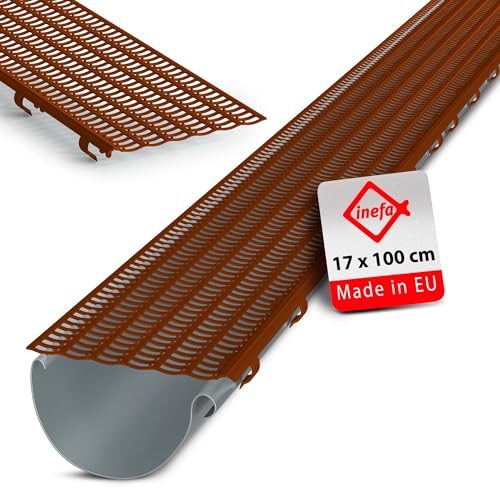 INEFA 100cm Bac à Feuilles Grille Ø100-160mm Marron Protection Gouttières