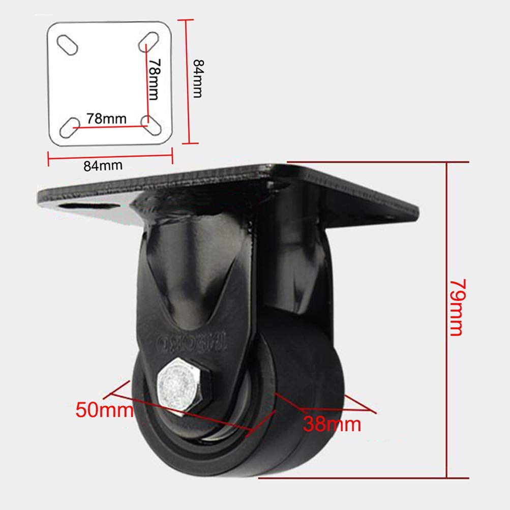 Ruote,Rotelle per piastre Rotelle per mobili da 2 pollici, Rotelle industriali per montaggio su stelo filettato, Rotelle per piastre, piastre fisse - Girevole a 360° - con freni - Asta filet