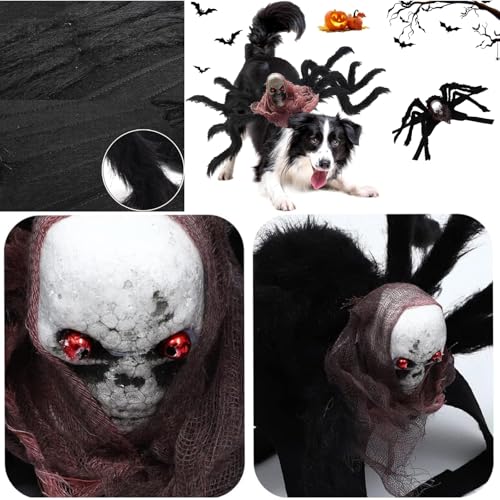 VireEyU Halloween-Spinnenkostüm Für Hunde Und Katzen, Realistisches Tierkostüm Mit Künstlichen Spinnenbeinen, Ideal Für Mittelgroße Und Kleine Hunde, Perfekt Für Halloween-Party Und Karneval（L）