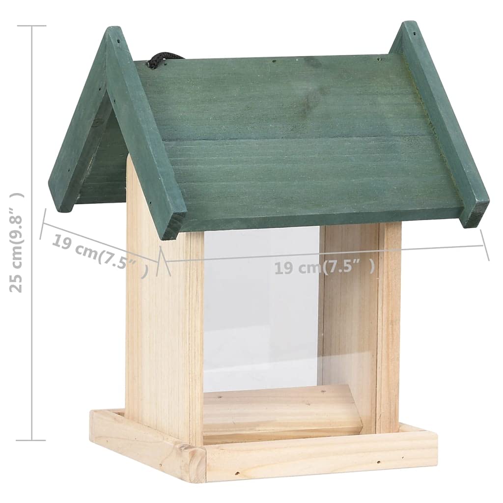 Vogelfutterhäuser aus Tannenholz 4 Stück 19x19x25 cm wetterfest mit abnehmbarem Dach und PVC-Futterschutz ideal für Garten, Balkon, Terrasse als Wildvogel Futterstation und Futterplatz