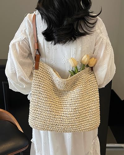 Bolso de playa de verano tejido para mujer miniatura 5