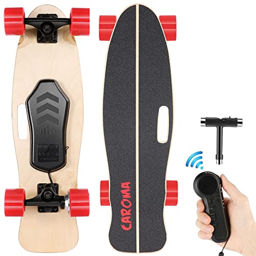 Caroma Elektrisches Skateboard Fernbedienung,350W Motor Longboard,12MPH Höchstgeschwindigkeit,8Meilen Reichweite,E-Skateboard,Elektro-Longboard Erwachsene Teenager,H2S Skateboard,schwarz/rot,Standard