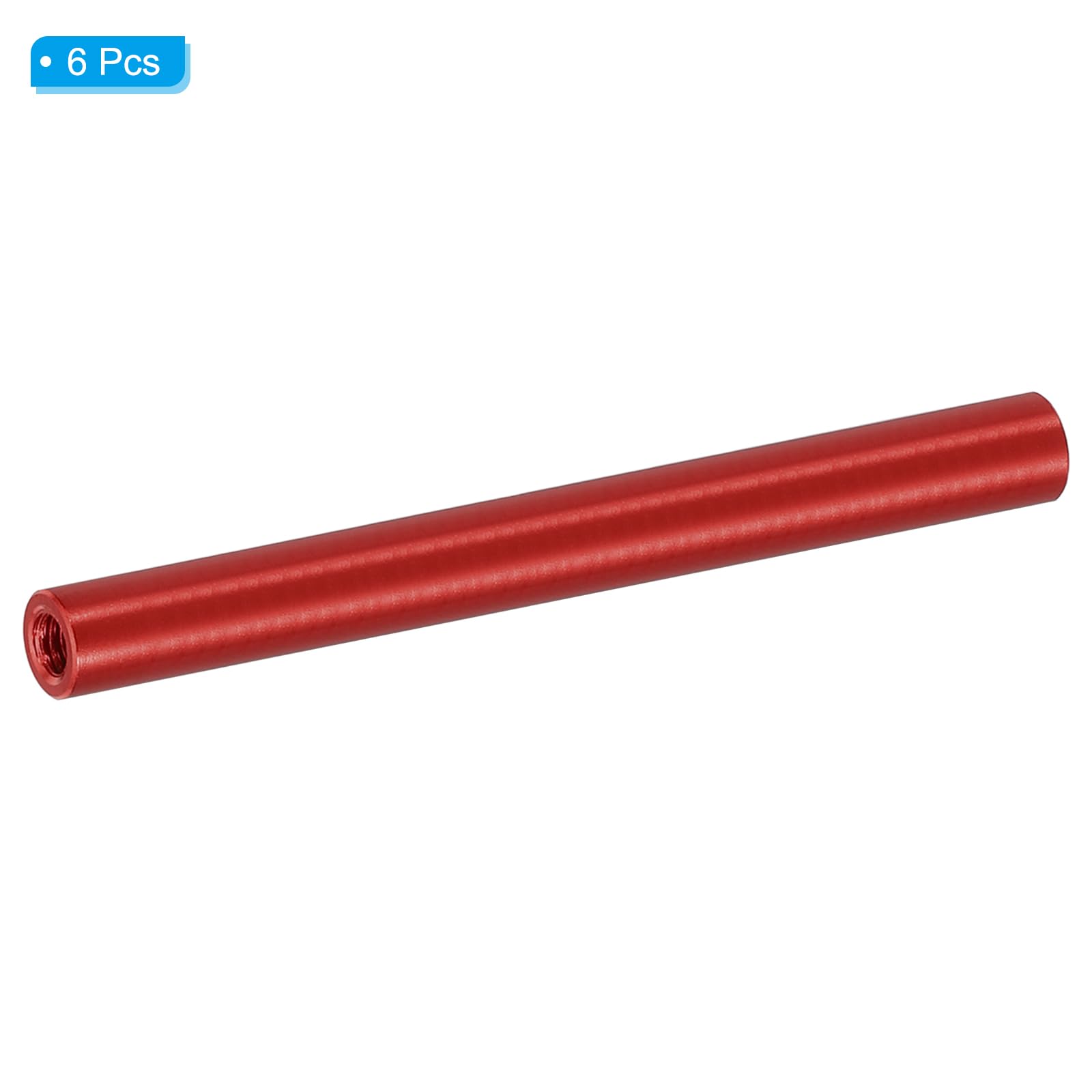 PATIKIL 6pcs M3 Metal Threaded Standoff Spacer Nuts, Round Aluminum Spacers Female Coupling Screws, 1/8" ID x 3/16" OD, Red, (60mm L) - Image 3