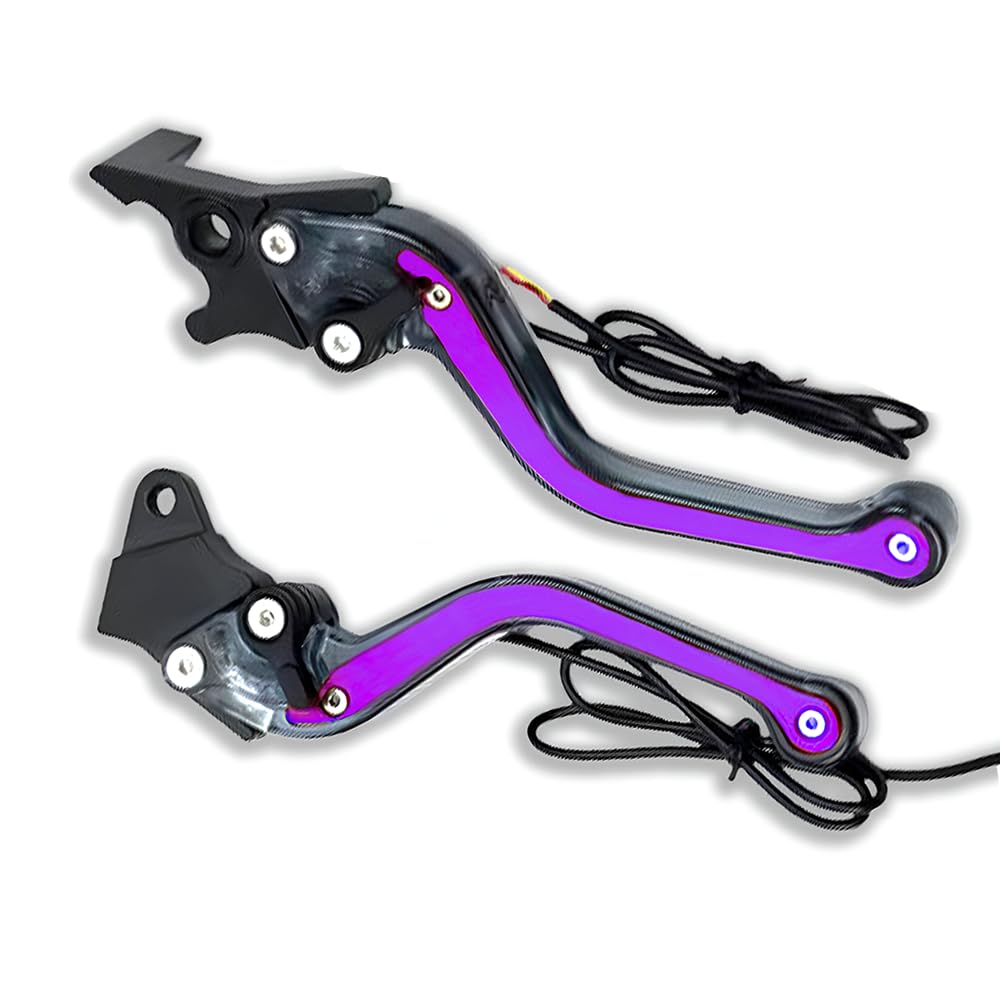 LED Clutch Brake Levers for KTM/Pulsar NS 125/160/200/250, CNC Aluminium, Blue and Yellow Light-image-15