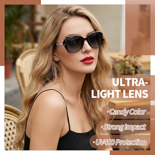Image of DragonflyDreams Women Large Sunglasses, UV 400 Glasses | Oversized Classic Trend Ladies Sunglasses Sparkling Large Frame