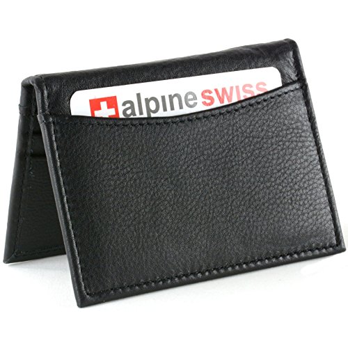 Alpine Swiss Thin Front Pocket Wallet Business Card Case 2 ID Window 6 Card Slot Black3