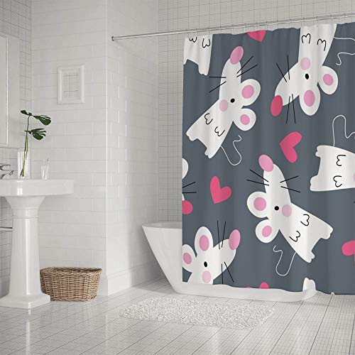 Rideau de douche polyester Little Mouse lavable imperméable avec anneaux C - 3