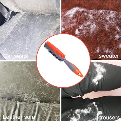 Image of Rubber Pet Hair Removal Brush for Couch Clothes Dog Cat Pet Hair Carpet, Also Used as Dog Cat Bath Brush with Massage Effect (orange)