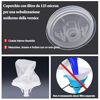 BENTOHKLE HVLP Pistola a spruzzo con 10 Tazza di Vernice Usa e Getta, 650ML, Professionale Pistola per Verniciare 4 ugelli da 1,4 mm/1,7 mm/ 2,0 mm/2,5 mm, & Manometro (blu)