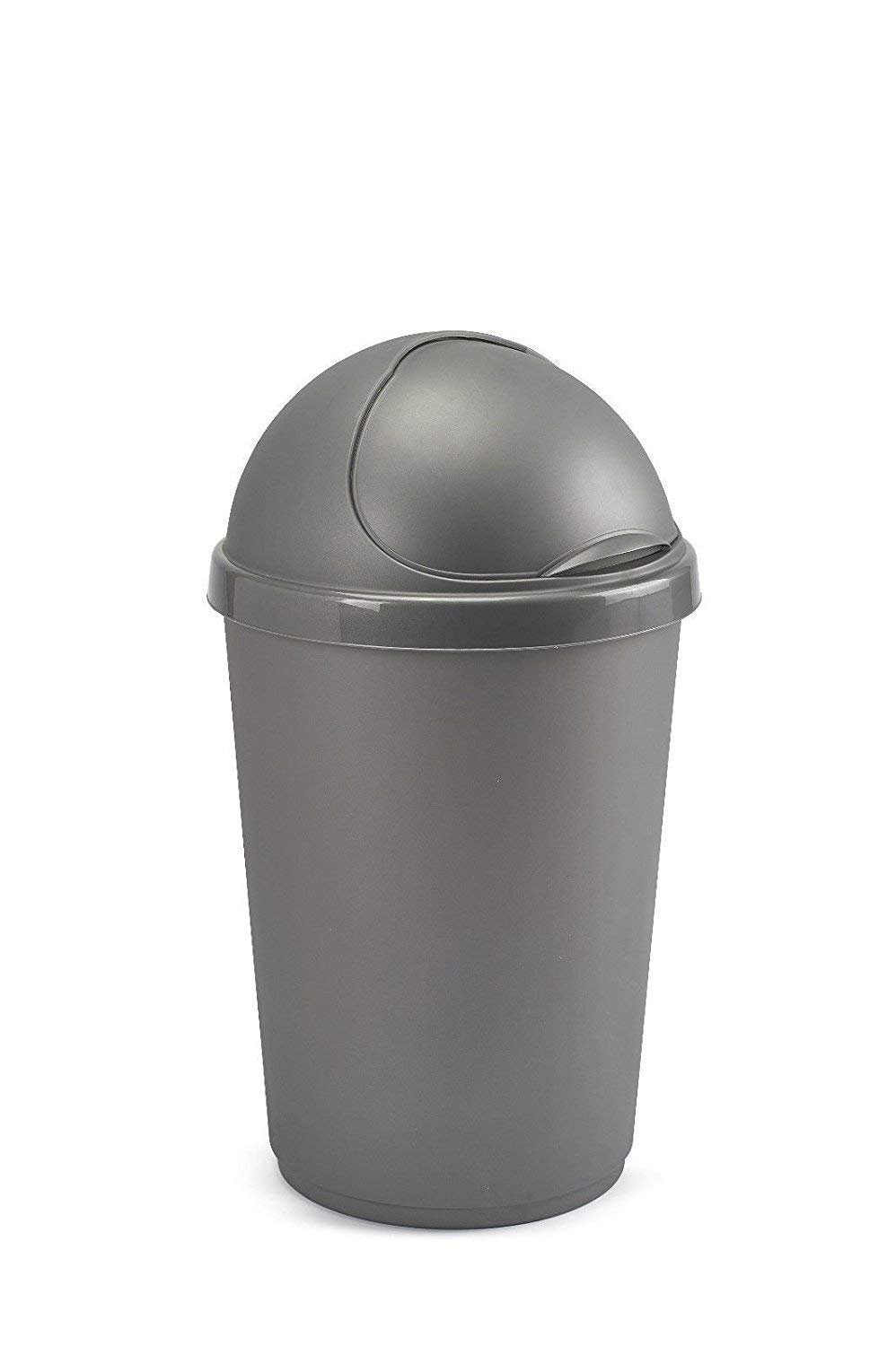 Bullet Bin Recycling Waste Rubbish Cardboard Plastic Disposal Dustbin Flip Top Flap Lid (50 Litre Silver)