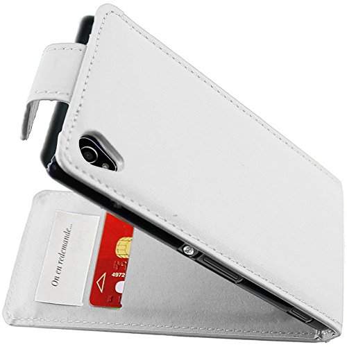 ebestStar - Coque Compatible avec Sony Xperia M4 Aqua, M4 Aqua Dual Etui Housse PU Cuir Rabat Flip, Blanc [Appareil: 145.5 x 72.6 x 7.3mm, 5.0'']