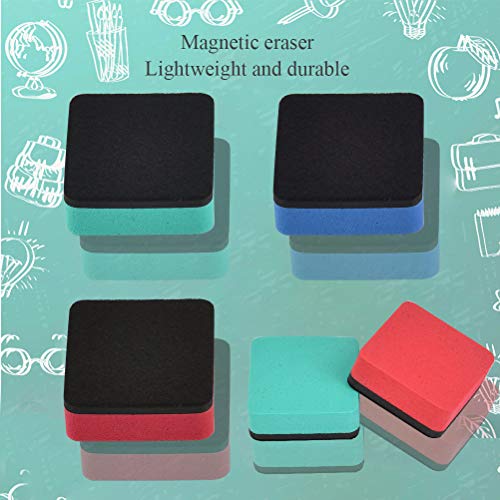 TIMESETL 30 Pack Dry Erase Eraser, Mini Whiteboard Eraser Bulk, Chalkboard Erasers Cleaner for Classroom School Office Home 3 Assorted Colors(Blue, Red, Green), Magnetic Dry Eraser image 7