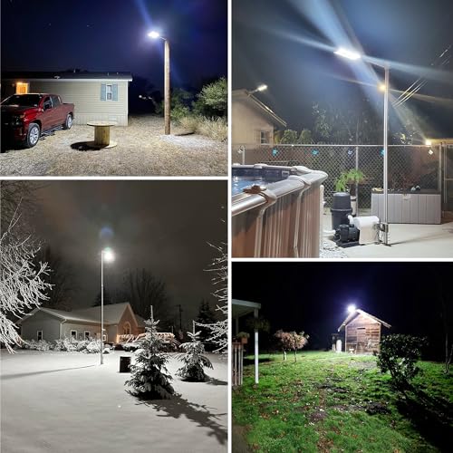 OKPRO 8000W Solar Street Lights Outdoor - Wide Angle Solar Lights Outdoor Motion Sensor,Solar Parking Lot Lights Dusk to Dawn,7000K LED Street Lights Solar Powered for Commercial,Yard(2 Pack)