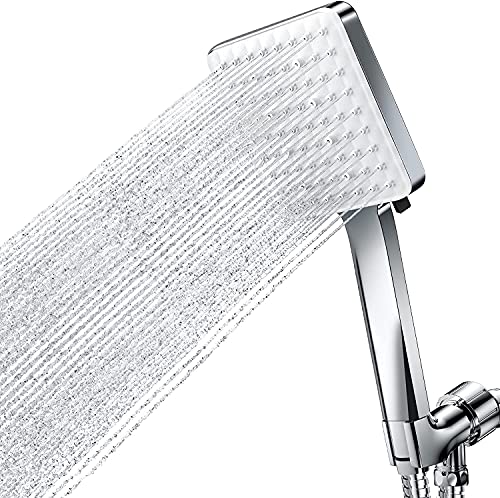 Shower Head with Handheld, Merece One Hand Operation 6-Setting High Pressure Shower Head Detachable, with 59 Stretchable Stainless Steel Hose and Multi Angle Adjustable Shower Bracket Shower Head with Handheld, Merece One Hand Operation 6-Setting High Pressure Shower Head Detachable, with 59" Stretchable Stainless Steel Hose and Multi Angle Adjustable Shower Bracket