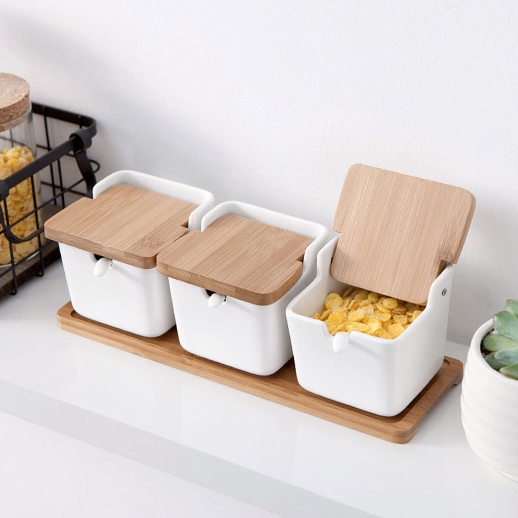 Set di contenitori per condimenti, Set di scatole per condimenti in Ceramica, zuccheriera ad Alta Temperatura, Contenitore per condimenti Quadrato, Contenitore